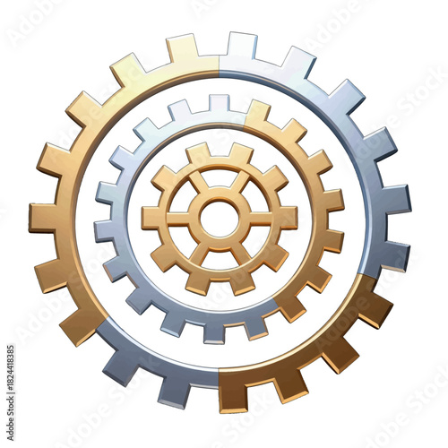 Interlocking Golden and Silver Spur Gears