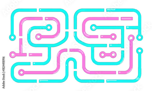 Neon Circuit Board Design with Vibrant Colors