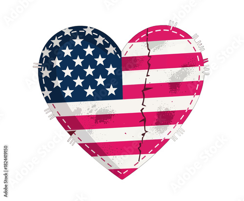 Patriotic Heart Design with American Flag Pattern