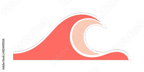Red and white stylized wave design