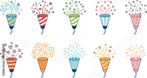 Set of flat design vector icons for awards, trophies, medals, and achievement symbols, representing success, quality, and recognition.