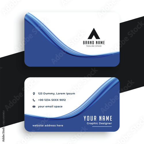 abstract blue wave business card template design