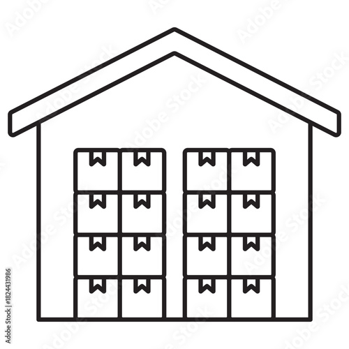 Depot iocn, Storage Depot, Logistics Center, Distribution Hub, Inventory Warehouse, vector