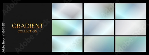Pearlescent GRADIENT COLLECTION, cool and light tones, for holographic backgrounds and modern branding
