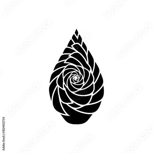 Teardrop or Water Droplet with Spiral Pattern Icon