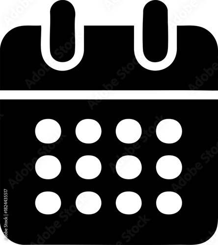 Black flat vector calendar icon representing online lessons for remote education and learning