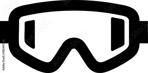 Vector flat black icon of safety goggles on a white background for construction and tools use