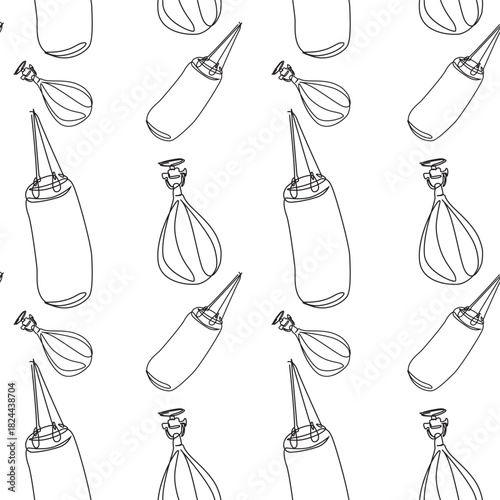 Outline boxing punching equipment seamless pattern. Simple boxing sport pattern background.