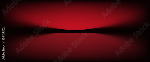 Red studio background. Abstract limbo podium studio room. Dark red gradient wall floor and spotlight scene. Showcase, promotion display. Vector stage mockup illustration