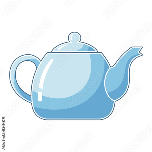 Delicate blue ceramic teapot illustration exhibiting grace and simplicity in design