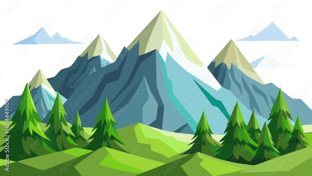Fototapeta premium Vector illustration of mountain range isolated on white background