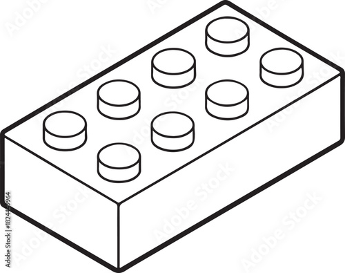 Outline drawing of a single black building block toy plastic construction