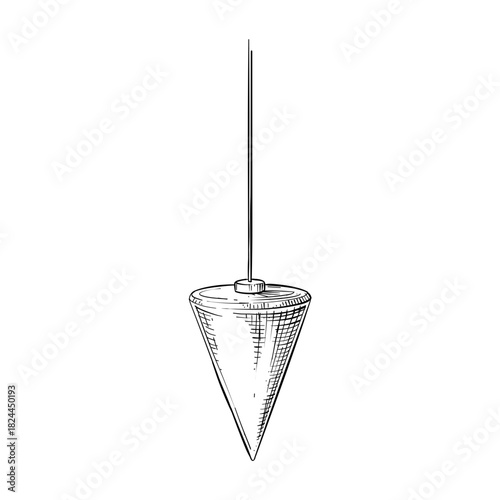 plumb bob vector line art hand drawn illustration