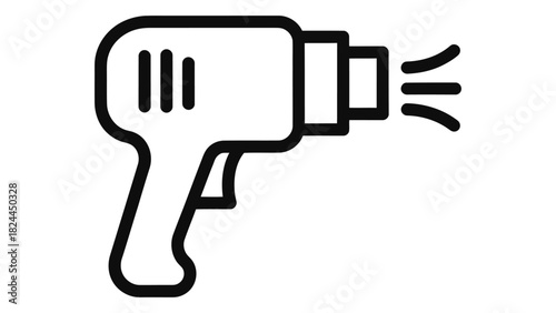 Heat gun icon_ high-temperature airflow tool for heating, shaping, and stripping materials in industrial and diy