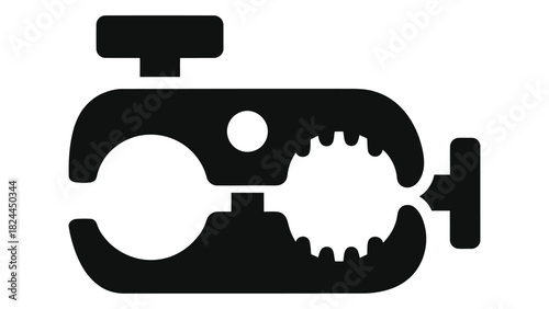 Heavy-duty camera clamp mount icon for photography and videography equipment. rigging accessory for professional media p