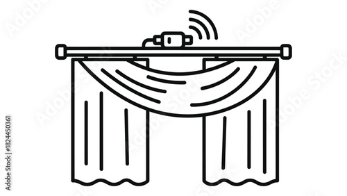 Icon of smart automated curtains with wireless control for modern home automation and intelligent window treatment syste