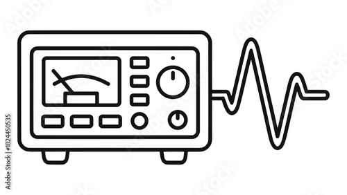 Signal generator icon illustrating an electrical waveform for electronics testing, development, and engineering applicat