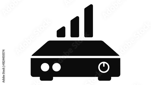 Signal amplifier icon boosting digital signal strength, connectivity, and network performance illustration for technolog