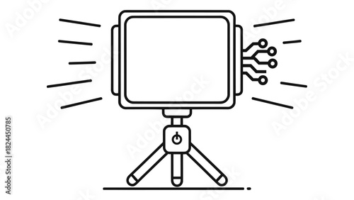 Smart photography light on tripod illustration for photo and video production setups, adjustable studio equipment