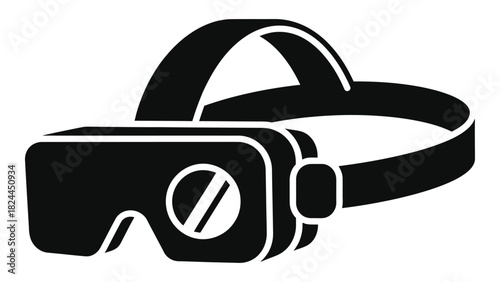 Vr headset icon representing virtual reality accessories and modern immersive gaming or simulation gear technology for d