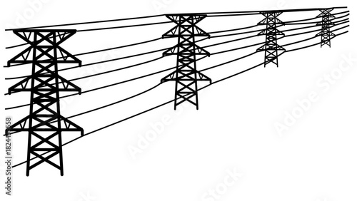 送電線が並んでいるイラスト