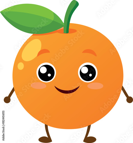Cute happy orange fruit character cartoon vector