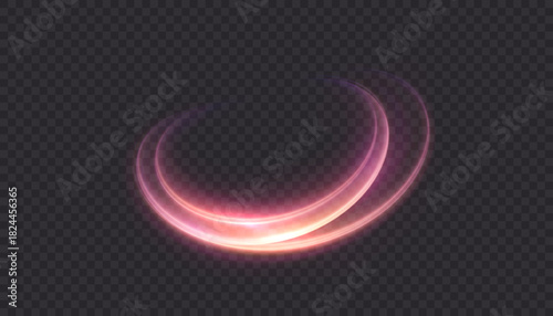 A glowing circular energy ring with bright orange rays and neon glow on a dark background. The bright circular trail is suitable for HUD frames, backlighting, and accents in dynamic designs.	