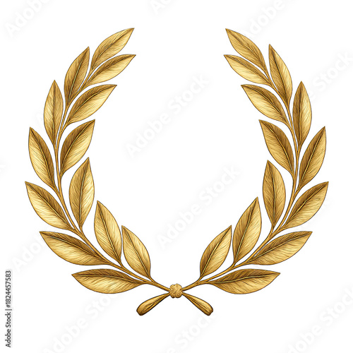 Golden Laurel Wreath: Symbol of Victory, Excellence, and Achievement, Perfect for Awards, Recognition, and Celebrations. Represents Triumph and Heritage in a Timeless Design.