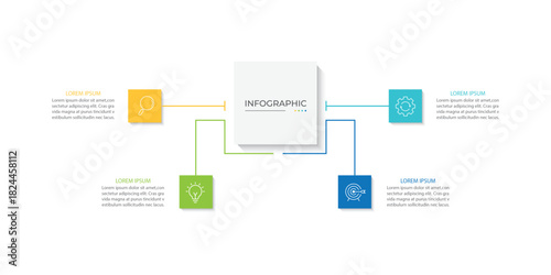 Vector Infographic label design template with icons and 4 options or steps.