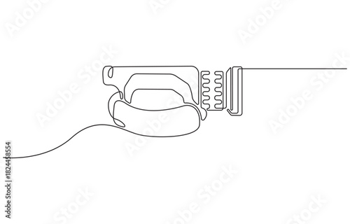 Continuous one line drawing of Professional video camera, illustration with cinematic lens isolated on transparent background.