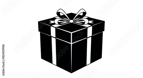 Bold silhouette gift box with thick edges on white
