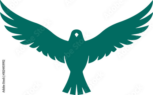 A Simple Silhouette of a Bird Flying with Spread Wings