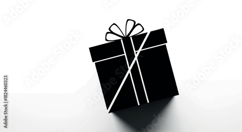 Geometric diagonal ribbon gift box silhouette