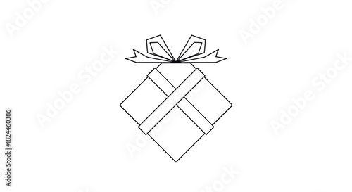 Geometric diamond shaped gift box with ribbon illustration