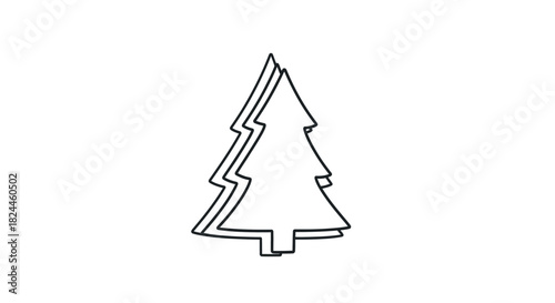 Double outline christmas tree silhouette with hollow center