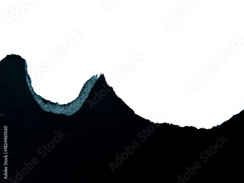 Black Torn Paper Edge Texture on White Background