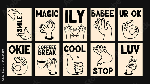 Playful grunge-style hand doodle poster with expressive gesture art and bold minimal typography. Cute quirky vector