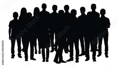 Diverse group of people silhouettes isolated on white background, Vector