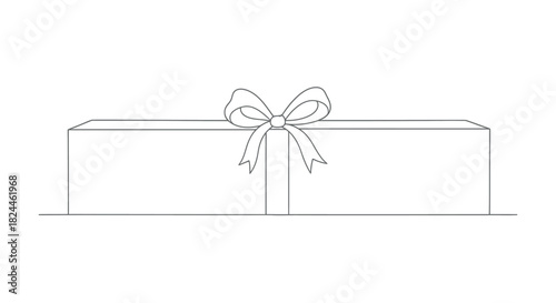 Simple horizontal gift box line art with bow