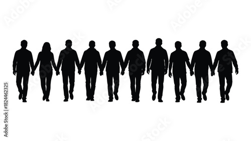 People holding hands silhouette isolated on white background, Vector