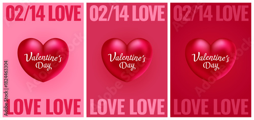 Valentine's Day. Realistic hearts. Vector design. Template for cards, banners, posters, and more.