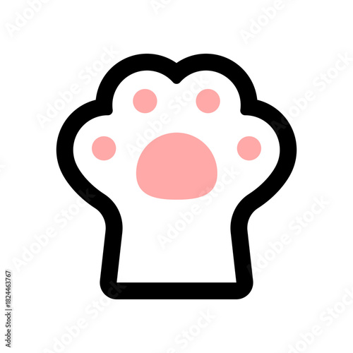 White cat paw icon. Cat foot with beans simple illustration.