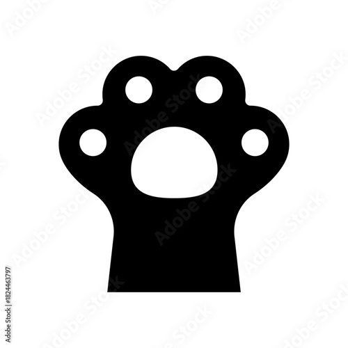 Black cat paw icon. Cat foot with beans simple illustration.