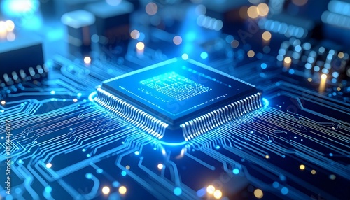 Mediscan Microchip Bio-Sensor with Glowing Data Lines for Advanced Technology