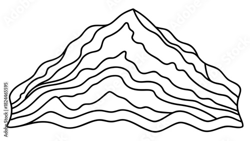 Abstract Topography Map Vector Line Art. Minimalist Mountain Contour Pattern.