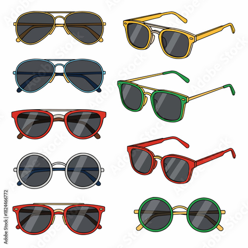 Collection of Stylish Sunglasses Various Modern Fashion Eyewear Designs