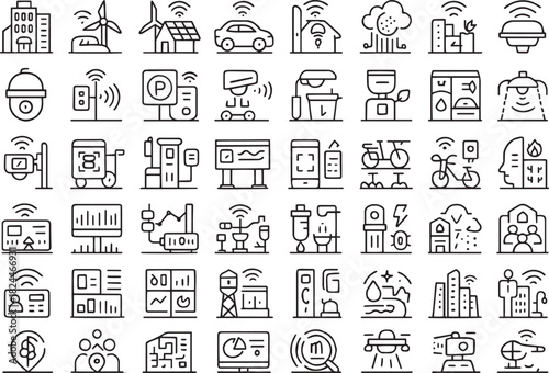 Smart city icons isolated on for presentation