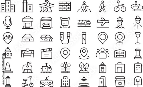 City infrastructure icons isolated on for presentation