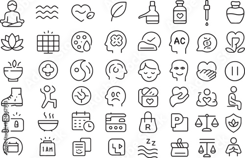 Set of alternative medicine icons isolated on