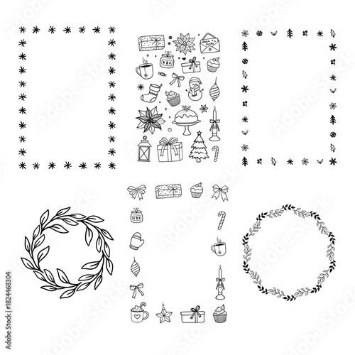 Christmas cards and card templates, vector illustration